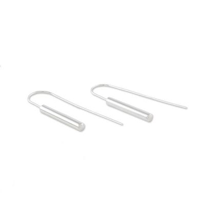 Alternate image for Cylindrical Sterling Silver Drop Earrings from Thailand Gleaming Cattails