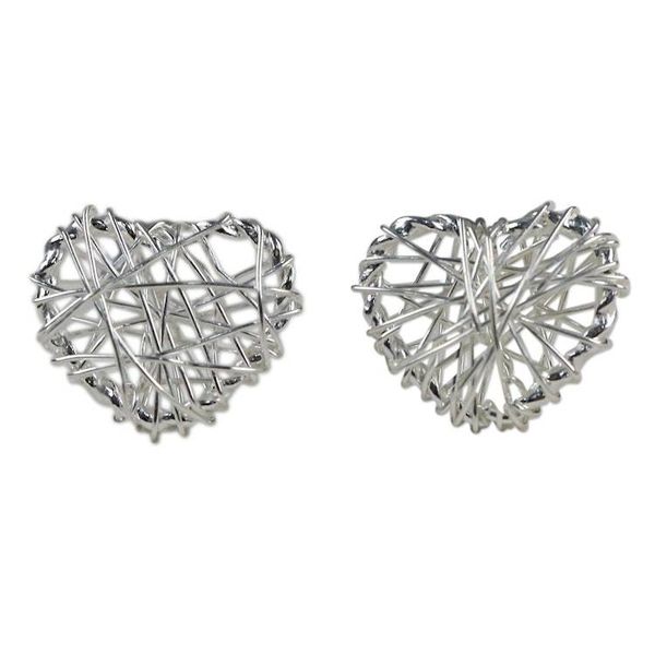 Alternate image for Sterling Silver Wrapped Heart Earrings Crafted in Thailand Heart Wrap