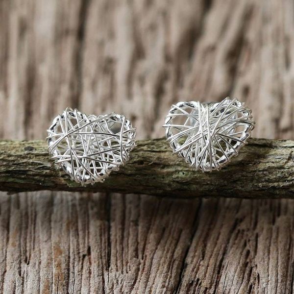 Alternate image for Sterling Silver Wrapped Heart Earrings Crafted in Thailand Heart Wrap