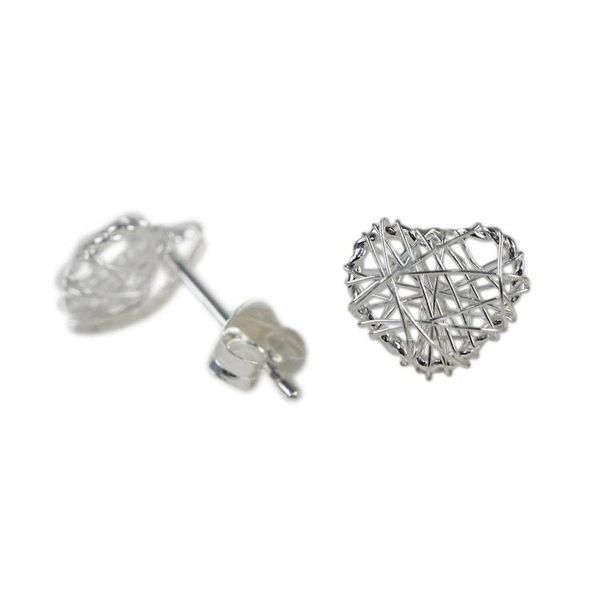 Alternate image for Sterling Silver Wrapped Heart Earrings Crafted in Thailand Heart Wrap