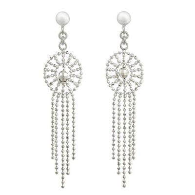 Alternate image for Thai Chandelier Earrings Handcrafted in Polished 925 Silver Moonbeam Cascade