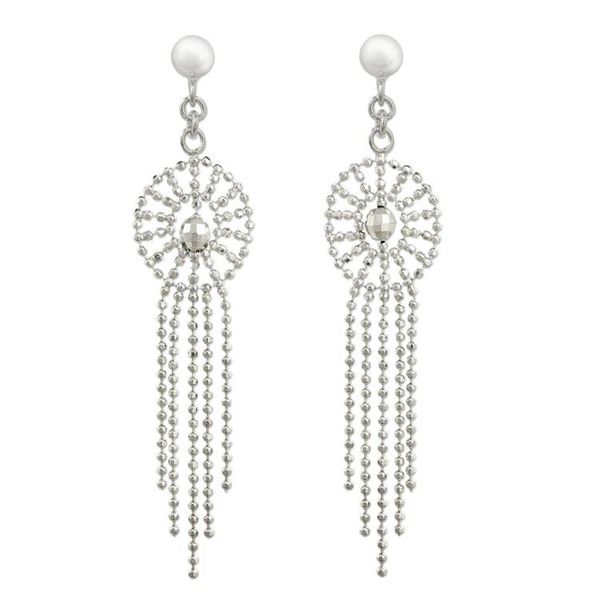 Alternate image for Thai Chandelier Earrings Handcrafted in Polished 925 Silver Moonbeam Cascade