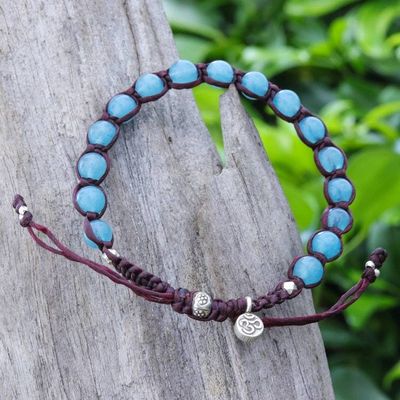 Alternate image for Quartz Om Beaded Macrame Bracelet from Thailand Om Belief