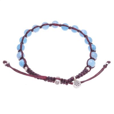 Alternate image for Quartz Om Beaded Macrame Bracelet from Thailand Om Belief