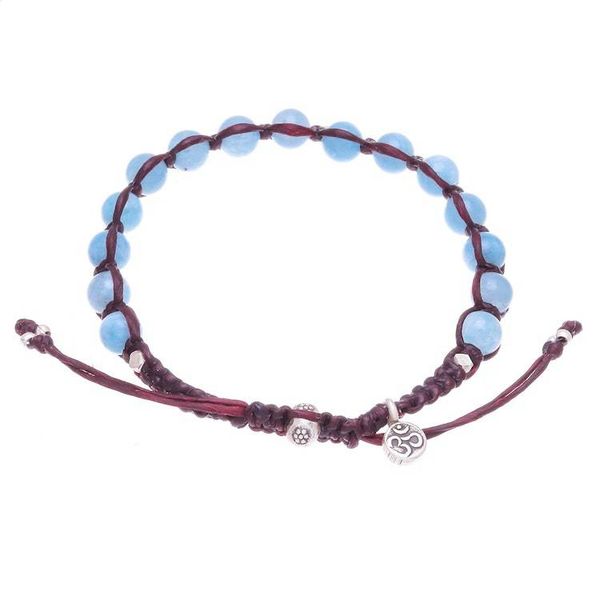 Alternate image for Quartz Om Beaded Macrame Bracelet from Thailand Om Belief