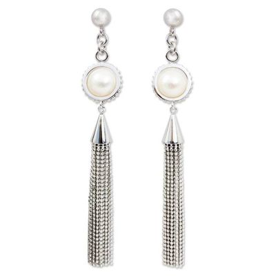 Alternate image for Cultured Pearl Handcrafted  Waterfall Earrings from Thailand Rainfall Chandeliers