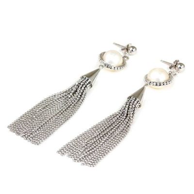 Alternate image for Cultured Pearl Handcrafted  Waterfall Earrings from Thailand Rainfall Chandeliers