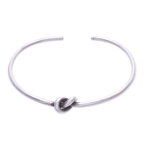 Alternate image for Handmade Karen Silver Knotted Cuff Bracelet Gentle Knot