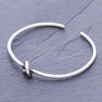 Alternate image for Handmade Karen Silver Knotted Cuff Bracelet Gentle Knot