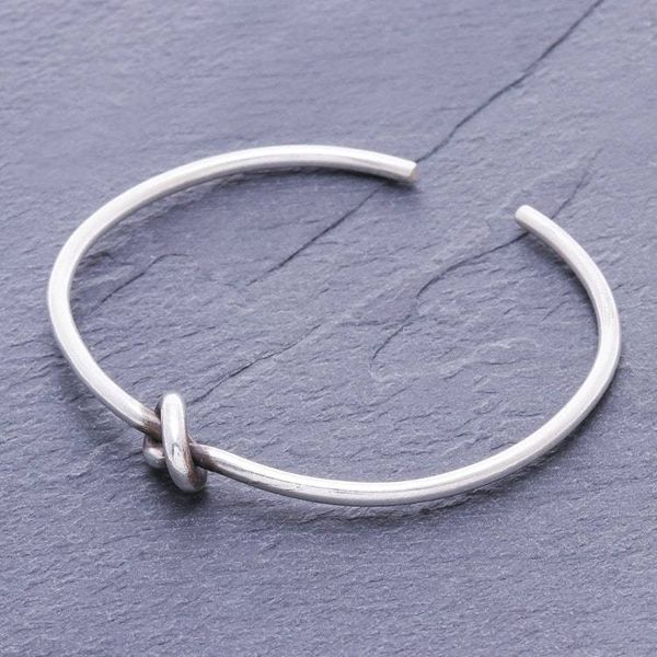 Alternate image for Handmade Karen Silver Knotted Cuff Bracelet Gentle Knot