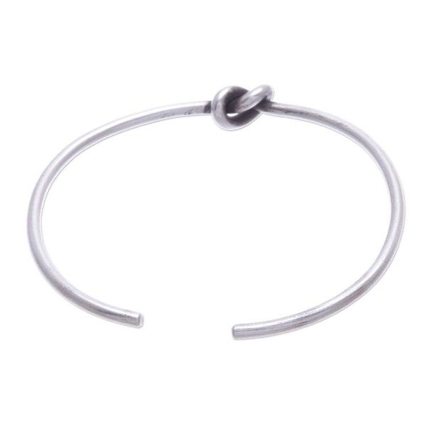 Alternate image for Handmade Karen Silver Knotted Cuff Bracelet Gentle Knot