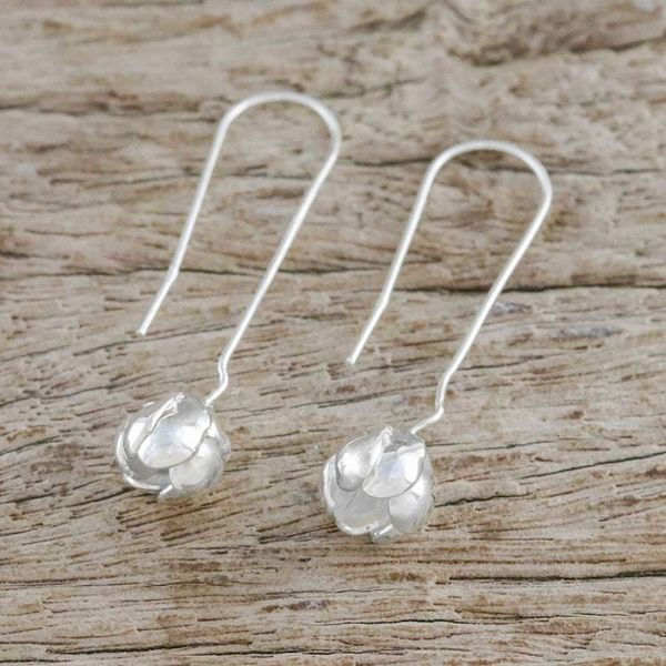 Alternate image for Sterling Silver Blossom Drop Earrings from Thailand Hanging Blossoms