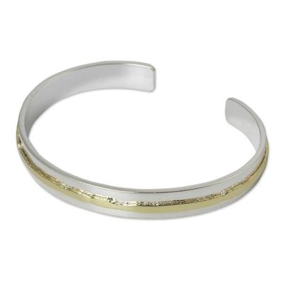 Alternate image for Gold Accent Sterling Silver Matte Cuff Bracelet Ripple Effect II
