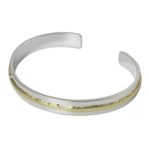 Alternate image for Gold Accent Sterling Silver Matte Cuff Bracelet Ripple Effect II