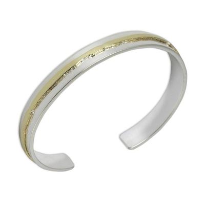 Alternate image for Gold Accent Sterling Silver Matte Cuff Bracelet Ripple Effect II