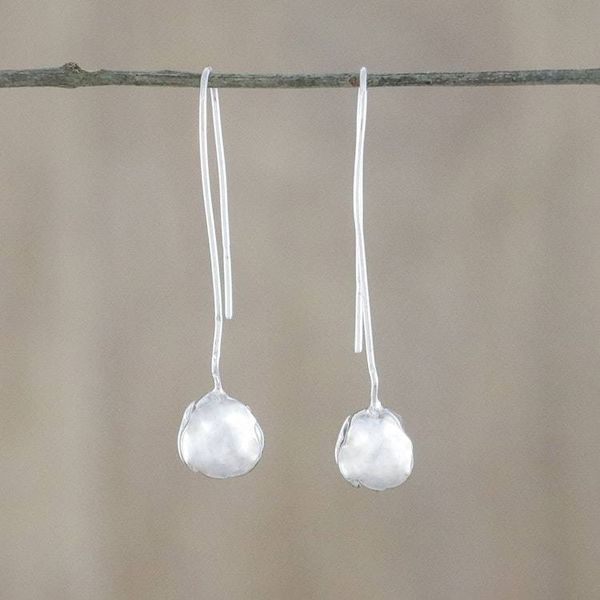 Alternate image for Sterling Silver Blossom Drop Earrings from Thailand Hanging Blossoms