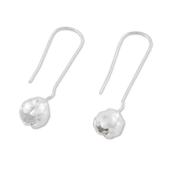 Alternate image for Sterling Silver Blossom Drop Earrings from Thailand Hanging Blossoms