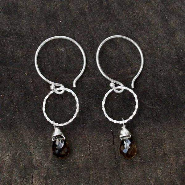 Alternate image for Handcrafted Sterling Silver and Smoky Quartz Earrings Mystic Solo