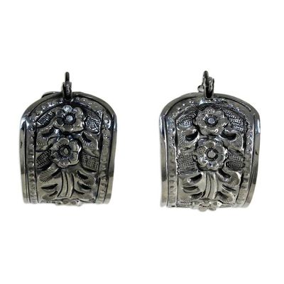Primary image for 925 Sterling Silver Floral Hoop Earrings from Thailand Hanging Jasmine