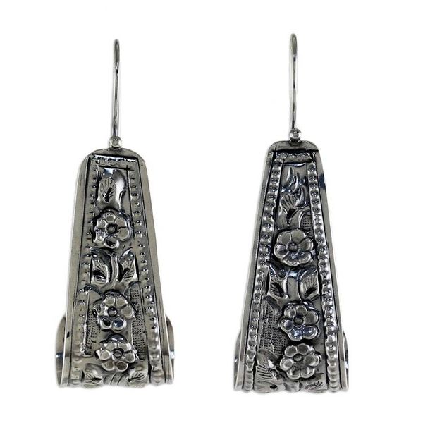 Alternate image for 925 Sterling Silver Floral Drop Earrings from Thailand Hanging Jasmine