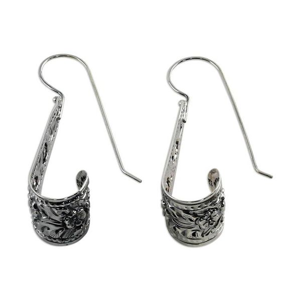 Alternate image for 925 Sterling Silver Floral Drop Earrings from Thailand Hanging Jasmine