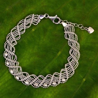 Primary image for Sterling Silver Five-Strand Braided Ball Chain Bracelet Adorable Lace
