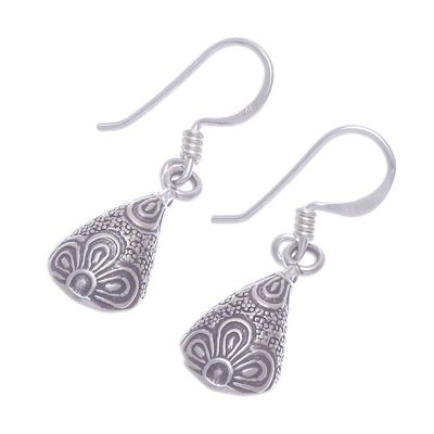 Alternate image for 950 Silver Handmade Floral Droplet Dangle Earrings Flower Drop