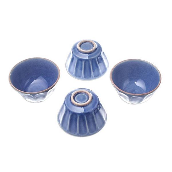 Alternate image for Blue Ceramic Bowls from Thailand Set of 4 Simple Thai