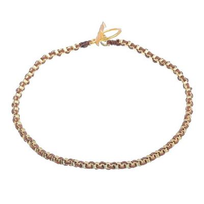 Alternate image for Gold Plated Brass Chain Bracelet in Brown from Thailand Golden Day in Brown