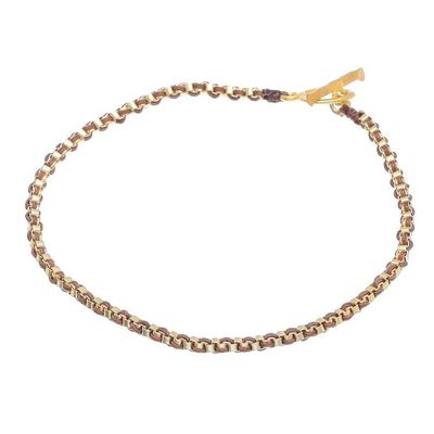 Alternate image for Gold Plated Brass Chain Bracelet in Brown from Thailand Golden Day in Brown