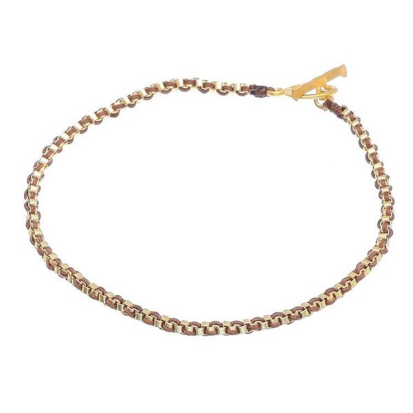 Alternate image for Gold Plated Brass Chain Bracelet in Brown from Thailand Golden Day in Brown