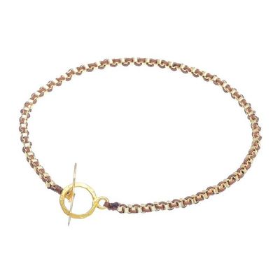 Alternate image for Gold Plated Brass Chain Bracelet in Brown from Thailand Golden Day in Brown