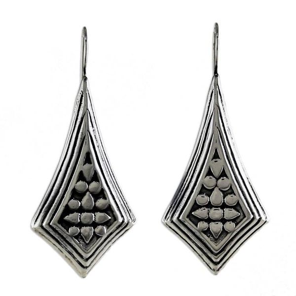 Alternate image for Sterling Silver Diamond Shaped Drop Earrings from Thailand Vogue Chiang Mai