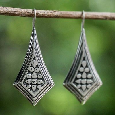 Alternate image for Sterling Silver Diamond Shaped Drop Earrings from Thailand Vogue Chiang Mai