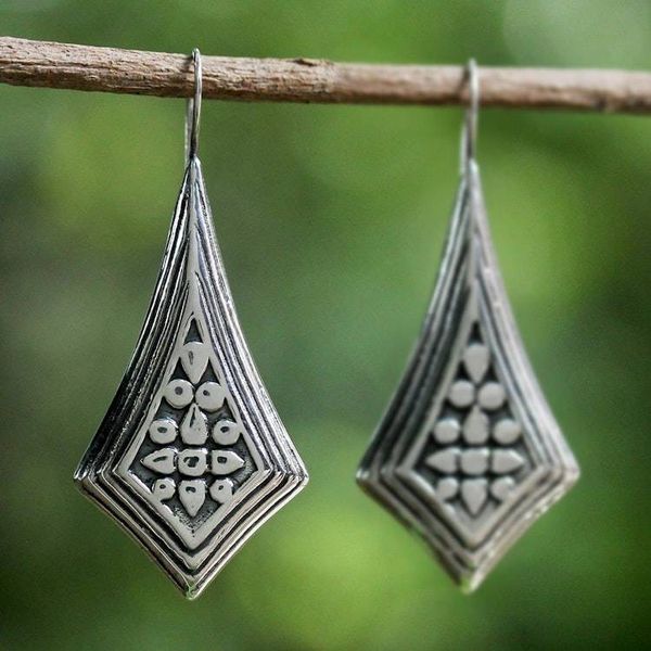 Alternate image for Sterling Silver Diamond Shaped Drop Earrings from Thailand Vogue Chiang Mai