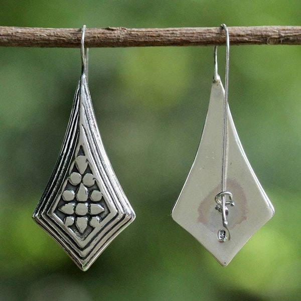 Alternate image for Sterling Silver Diamond Shaped Drop Earrings from Thailand Vogue Chiang Mai