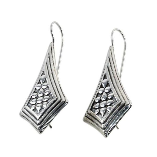 Alternate image for Sterling Silver Diamond Shaped Drop Earrings from Thailand Vogue Chiang Mai