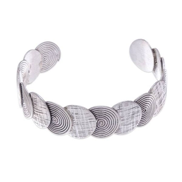Alternate image for Folk Art-Themed Sterling Silver Cuff Bracelet from Thailand Enchanted Fortune