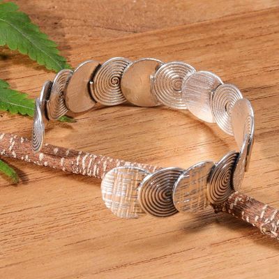 Alternate image for Folk Art-Themed Sterling Silver Cuff Bracelet from Thailand Enchanted Fortune