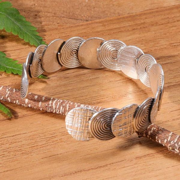 Alternate image for Folk Art-Themed Sterling Silver Cuff Bracelet from Thailand Enchanted Fortune