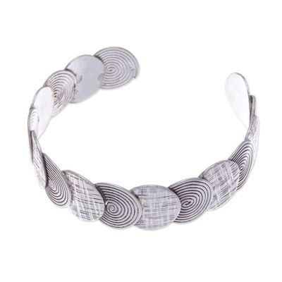 Alternate image for Folk Art-Themed Sterling Silver Cuff Bracelet from Thailand Enchanted Fortune