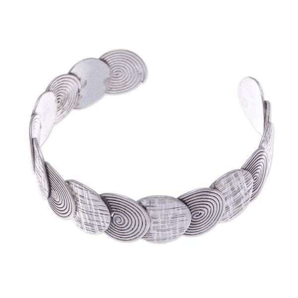 Alternate image for Folk Art-Themed Sterling Silver Cuff Bracelet from Thailand Enchanted Fortune