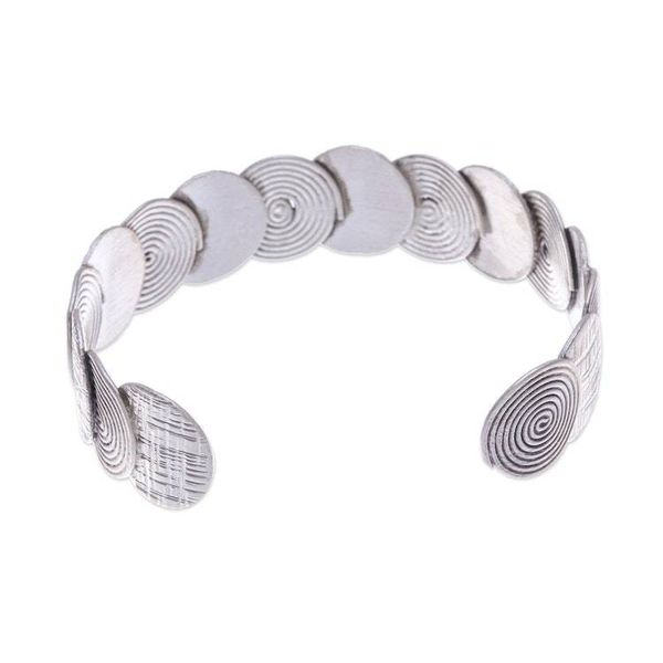 Alternate image for Folk Art-Themed Sterling Silver Cuff Bracelet from Thailand Enchanted Fortune