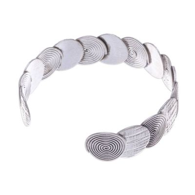 Alternate image for Folk Art-Themed Sterling Silver Cuff Bracelet from Thailand Enchanted Fortune
