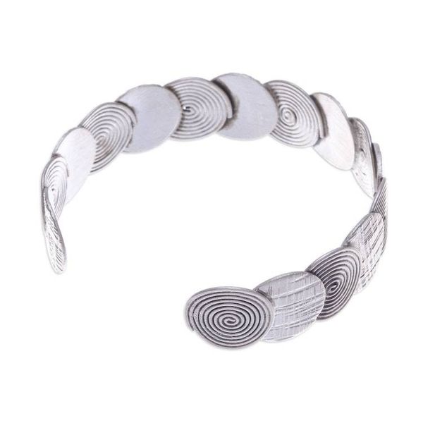 Alternate image for Folk Art-Themed Sterling Silver Cuff Bracelet from Thailand Enchanted Fortune
