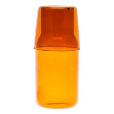 Alternate image for Handblown Clear Orange Pitcher and Rocks Glass Set Victorious Elixir