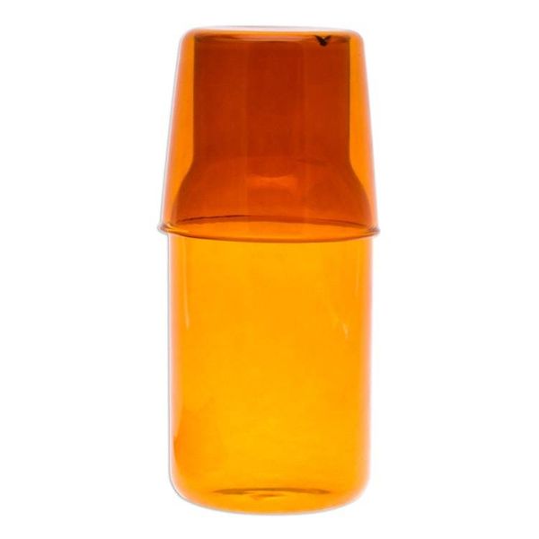 Alternate image for Handblown Clear Orange Pitcher and Rocks Glass Set Victorious Elixir