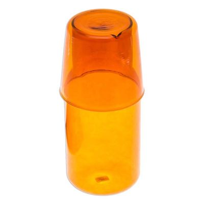 Alternate image for Handblown Clear Orange Pitcher and Rocks Glass Set Victorious Elixir