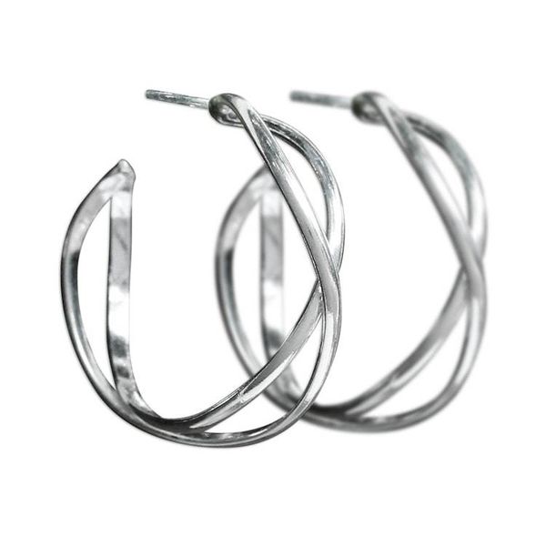 Alternate image for Sterling Silver Twisting Half-Hoop Earrings from Thailand Dancing Shine