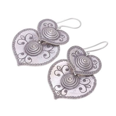 Alternate image for 950 Silver Hill Tribe Heart Earrings Hill Tribe Infatuation